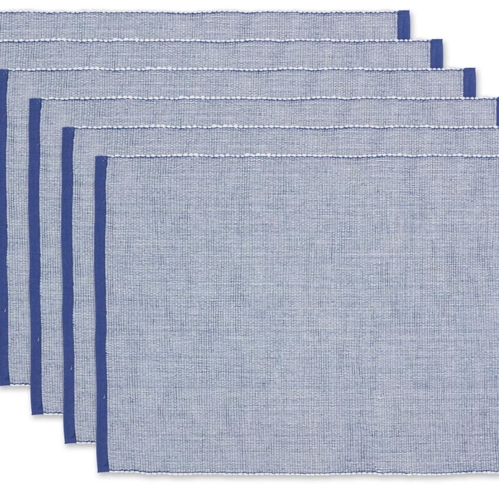 DII French Blue EcoFriendly Chambray Fine Ribbed Placemat 6 Piece